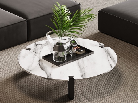 现代意式茶几 大理石茶几su模型