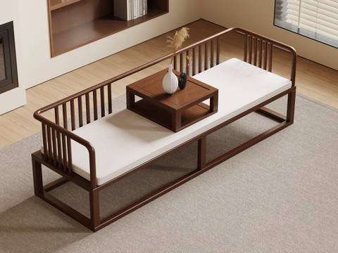 新中式罗汉床su模型