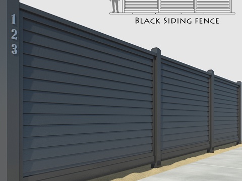  黑色壁板围栏3d模型 