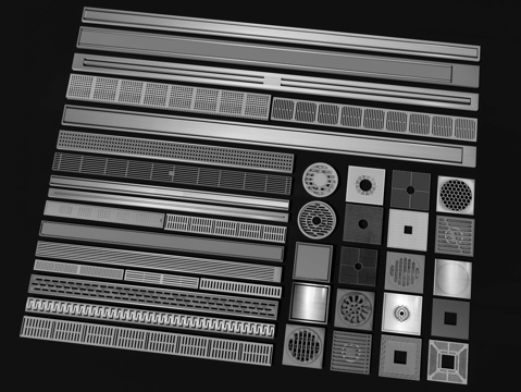  现代地漏 排水沟 排水口 排水道 雨水篦子 不锈钢地漏下水口3d模型 