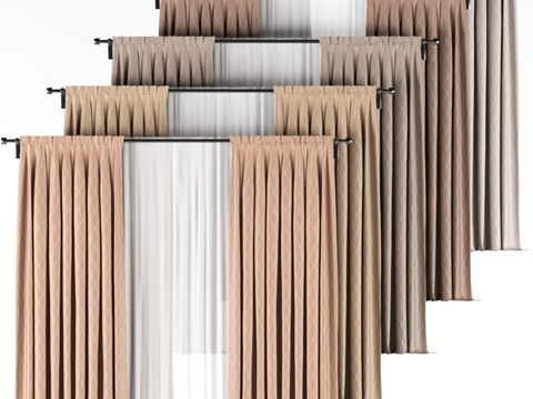  中性色系窗帘系列配白色3d模型 