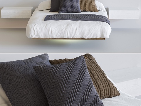  带照明的悬浮床 Fluttua Lago3d模型 