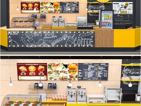  快餐咖啡亭3d模型 