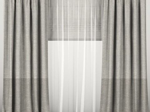  灰色薄纱罗马帘3d模型 