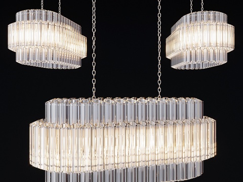  维多利亚矩形吊灯3d模型 