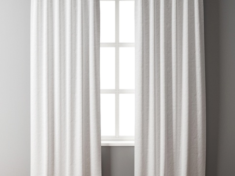  比利时亚麻窗帘 白色陶器仓库款3d模型 