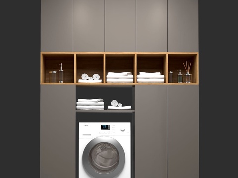  洗衣房，洗衣机3d模型 