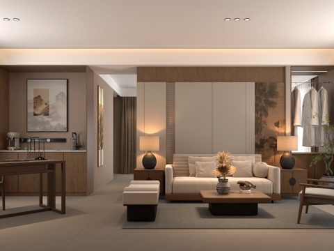  宋式美学客厅3d模型 