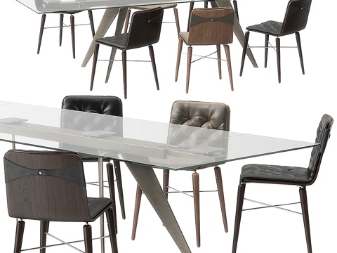  邦坦皮拉莫斯餐桌凯特餐椅套装3d模型 