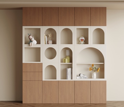 中古风书柜 书架 儿童房柜 置物柜su模型