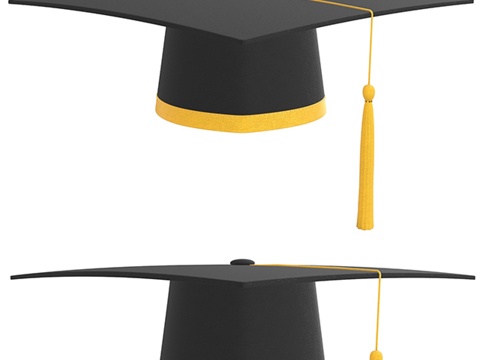  金色流苏毕业帽3d模型 