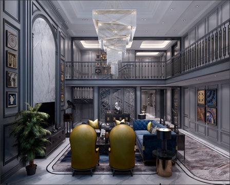  欧式别墅客厅沙发3d模型 