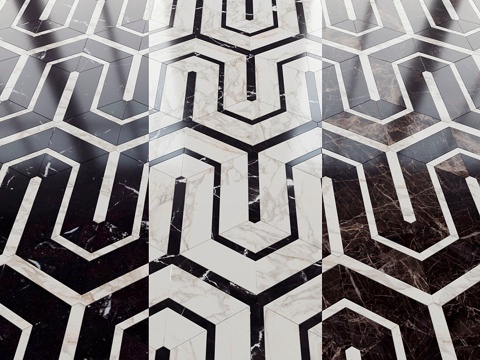  New Ravenna mos六边形大理石瓷砖与装饰3d模型 