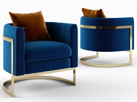  朱利叶斯云母蓝金俱乐部椅3d模型 