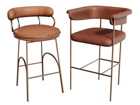 现代吧椅 巴凳 高脚椅 高脚凳 休闲椅su模型