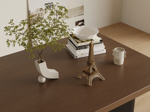  现代花瓶摆件 铁塔摆件su模型 