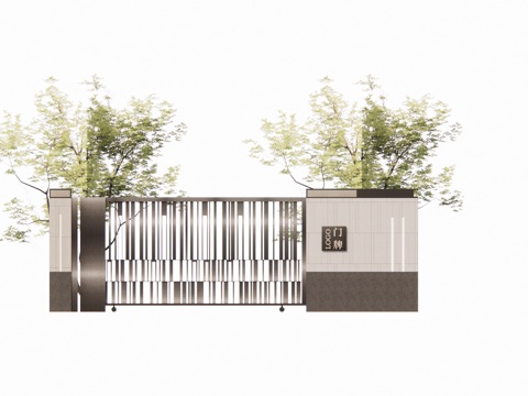 草坪灯 庭院门 水池 屋顶花园 门 室内景观 庭院 造景 景su模型