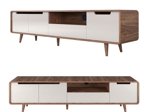  汉普顿灰电视柜3d模型 