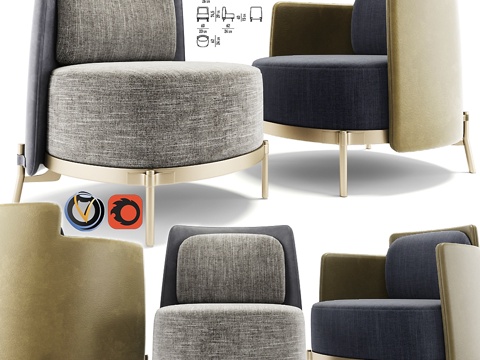  Minotti Tape扶手椅套装3d模型 