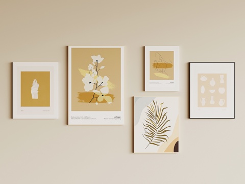 现代奶油挂画 装饰画su模型