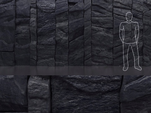  黑色山石墙3d模型 