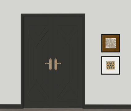 法式复古双开门su模型