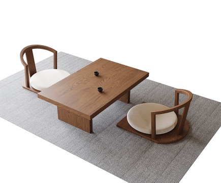 现代阳台茶桌椅su模型