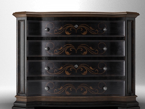  格兰多弗双抽屉柜3d模型 