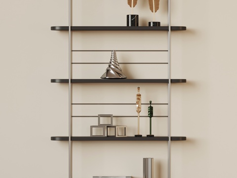 现代置物架 书架su模型