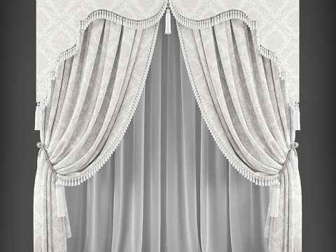  窗帘3453d模型 