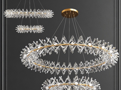  水晶LED吊灯3d模型 