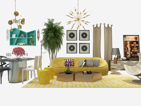  后现代沙发混搭组合3d模型 