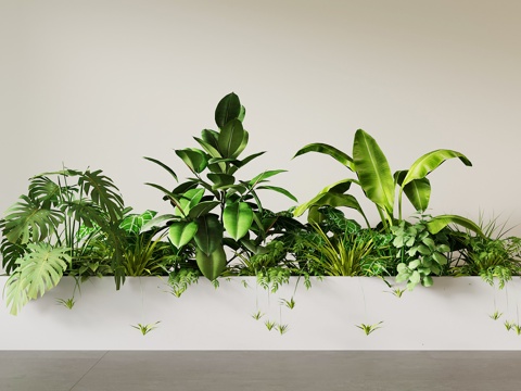 现代花坛 盆栽 室内花坛 绿植su模型