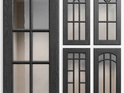  橱柜门套装 4    玻璃厨房门板3d模型 