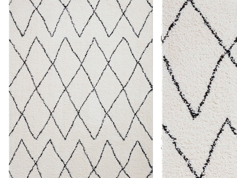  地毯 Think Rugs 波西米亚风 8280 白色 黑色3d模型 