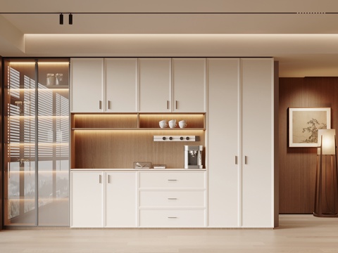  宋式酒柜 通高酒柜 餐边柜酒柜 玻璃酒柜3d模型 