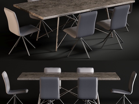  餐桌 Roman Iron Base &amp; 餐椅 Whirl3d模型 