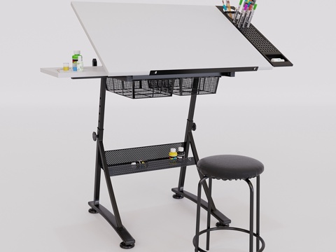  绘图桌3d模型 