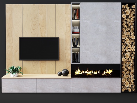  现代壁炉 43d模型 