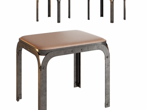  现代金属凳子su模型 