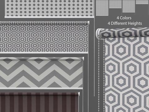  四款星形卷帘套装23d模型 