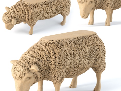  羊皮边桌3d模型 