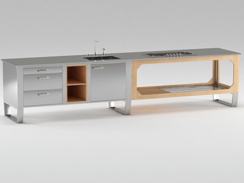  钢木结合户外厨房 Lgtek WINDOW C33d模型 