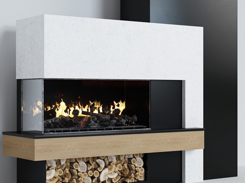  现代壁炉 73d模型 