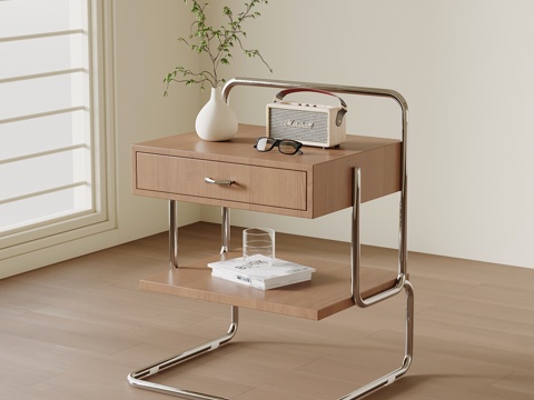 现代中古风边几 角几 床头柜su模型