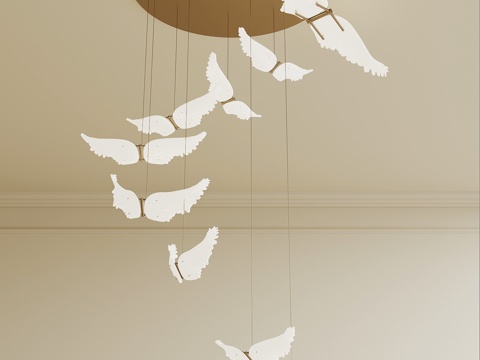 现代奶油风吊灯 多头吊灯 艺术吊灯 法式复古吊灯su模型