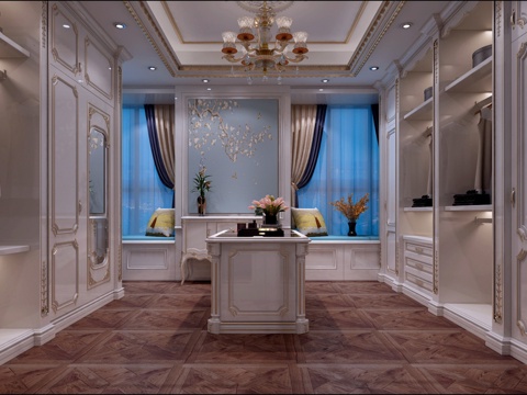  欧式衣帽间衣柜3d模型 