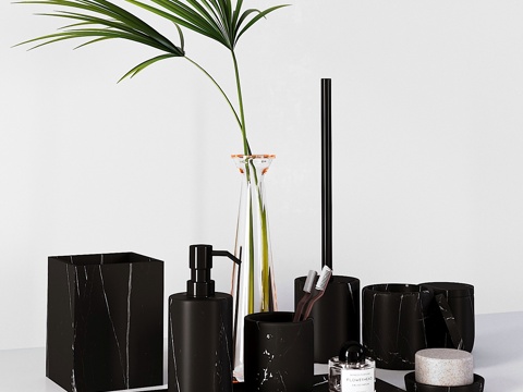  Nexus黑大理石浴室配件3d模型 