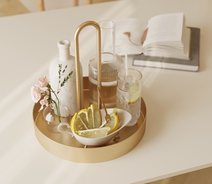 现代摆件 金属托盘su模型