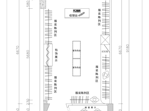 现代服装店平面方案图cad施工图